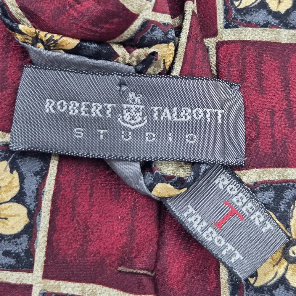 VINTAGE Robert‎ Talbott Studio Silk Neck Tie Red Floral Handmade in USA